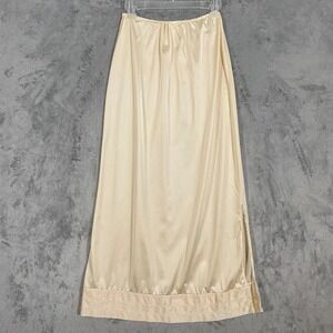 Kayser Half Slip Sz M Beige Vintage Lingerie Antron III Nylon Maxi Lace Slit USA